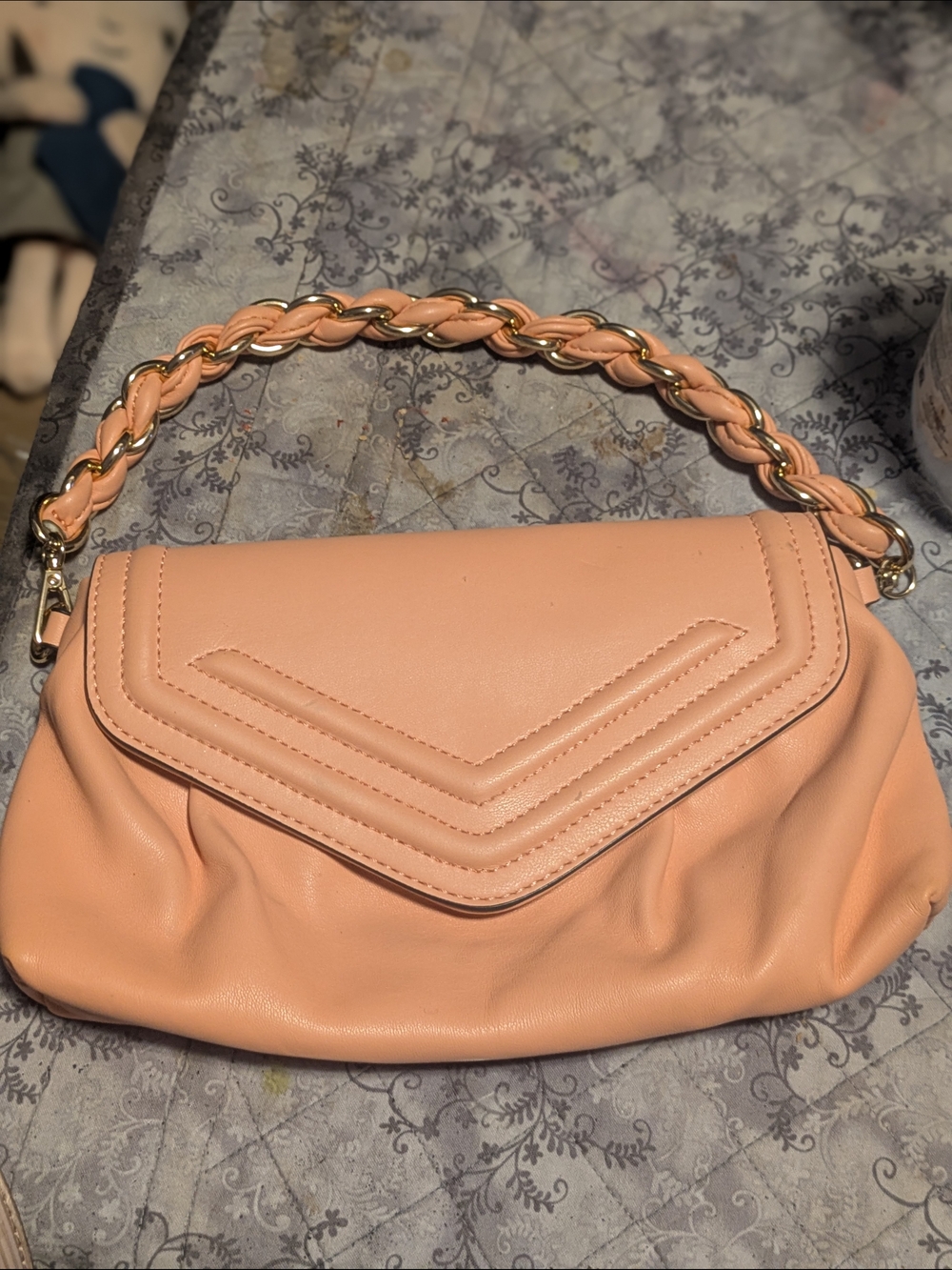 Aldo Peachy Pink Quilted Flap Shoulder Bag with Braided Chain Handle - Picture 9 of 12